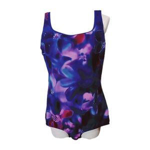 Speedo Endurance Women's Purple Floral Print 1- Piece Swimsuit Size 18